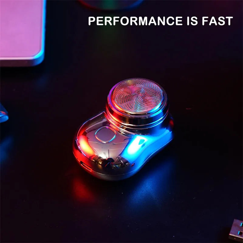 Mini portable rechargeable USB electric shaver with aluminium metal body and rotary 1-blade head