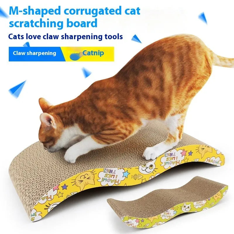 Geometric corrugated paper cat scratch board showing multiple shape variations