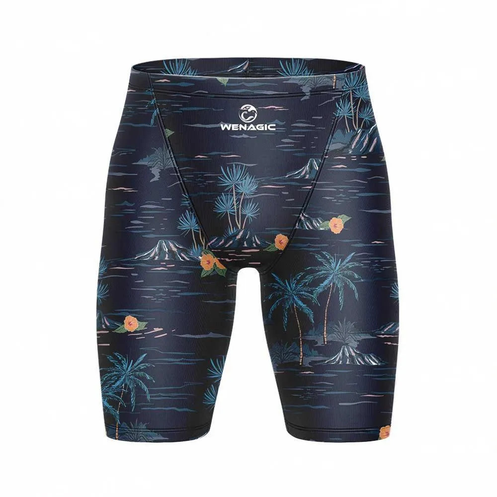 Unisex adult briefs-style swimming pants in multiple colours, made from polyester and Lycra fabric.