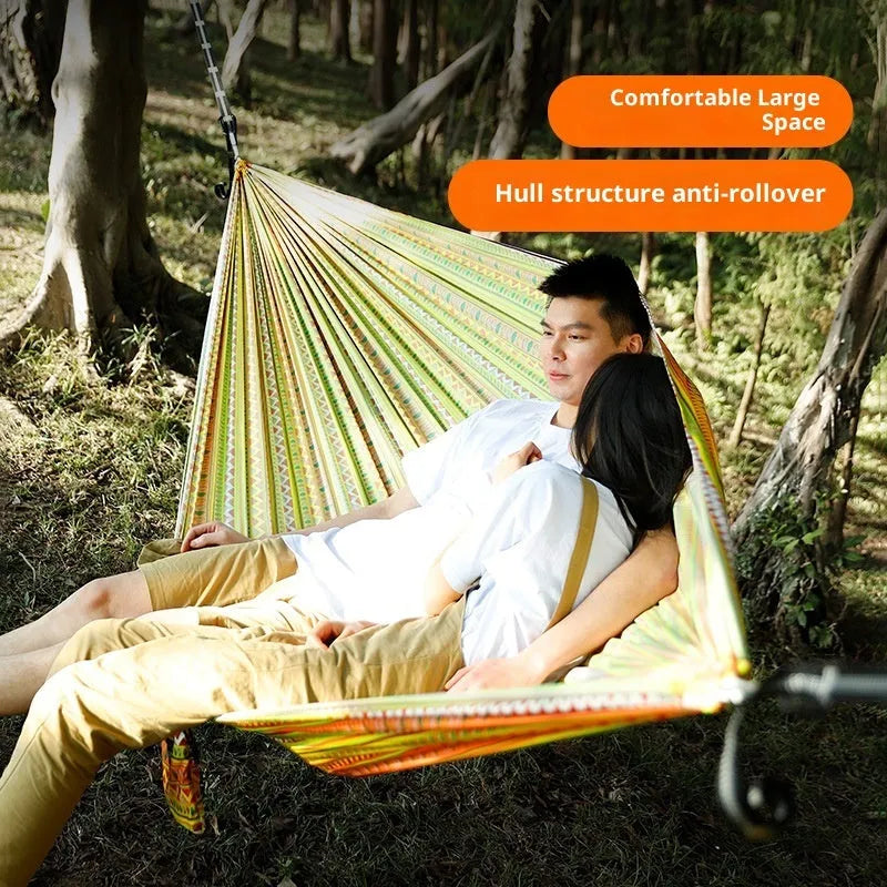 Parachute cloth printing park camping hammock in bohemian yellow, 260x140cm polyester with 200kg capacity