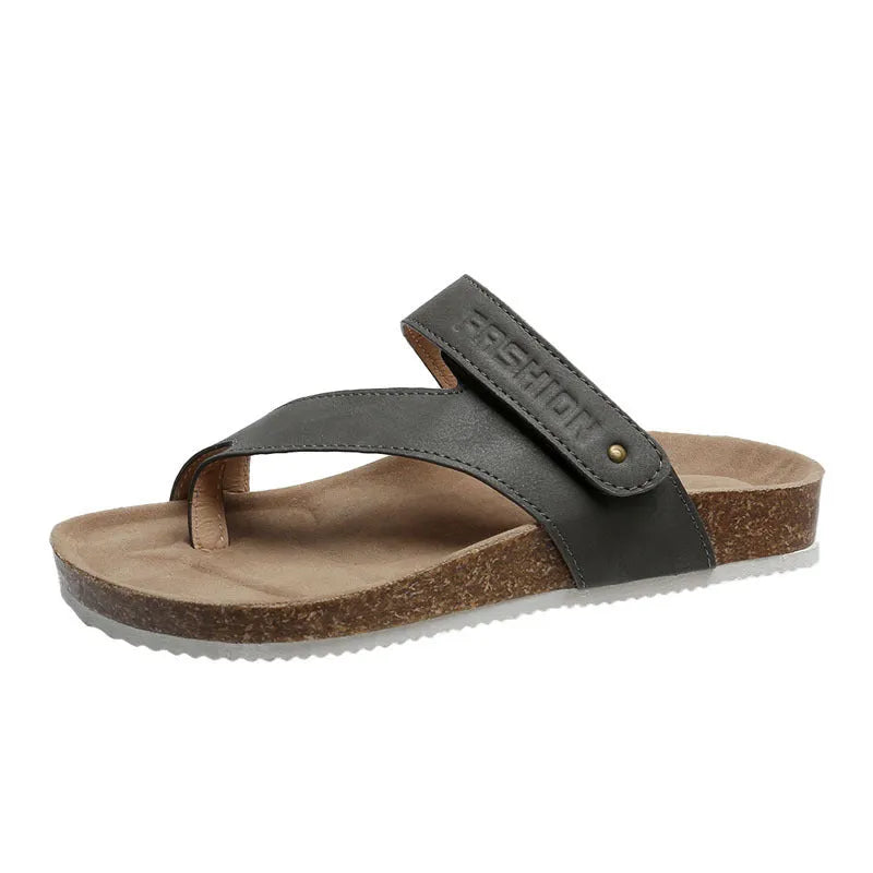 Flat toe ring flip-flops with a thick foam sole in a solid colour, shown in blue.