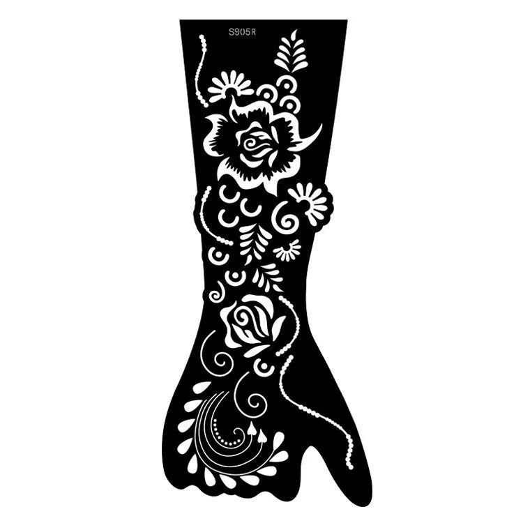 Pack of geometric hollow template tattoo stickers with machine-cut paper stencils for DIY art.