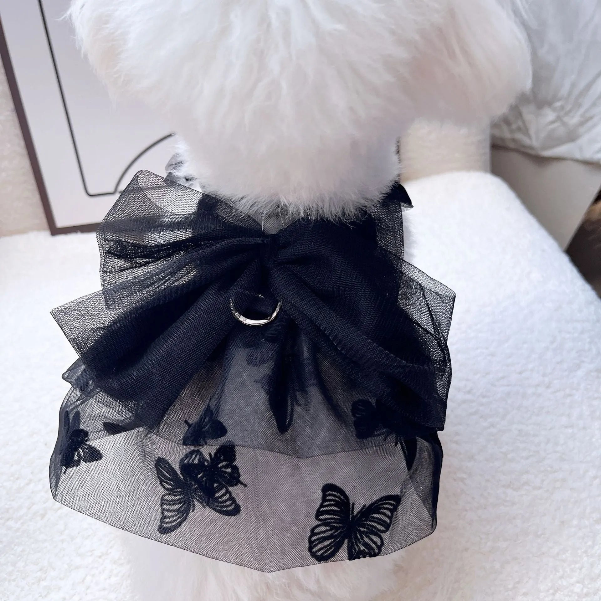 Black gauze princess tulle skirt pet clothing for small dogs and cats on size chart