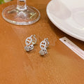 Women's light luxury diamond earrings in silver, gold, or rose gold thick plating with casual styling