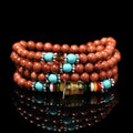 Golden Star Stone women's bracelet with 108 nugget sand pieces and fu character mantra beads