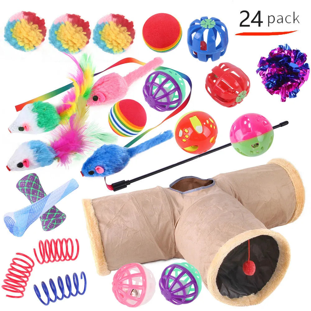 Plastic cat toy suit with tunnel channels in a selected colour from the B99801-B99855 range