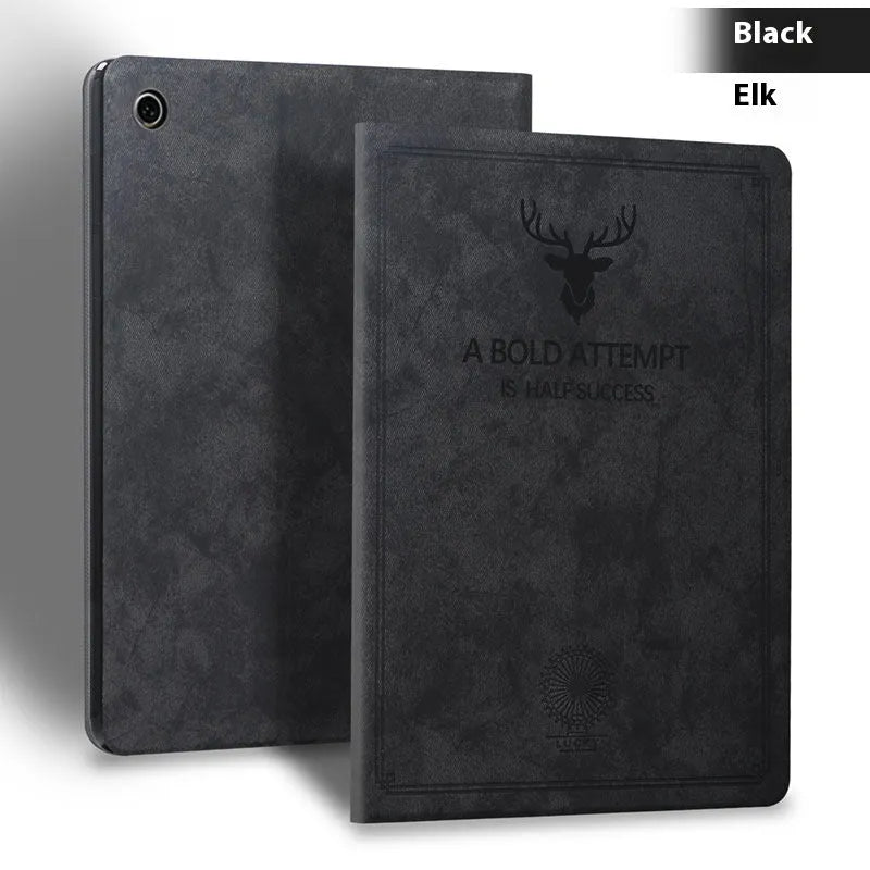 TPU leather clamshell iPad protective case shown in Dark Blue Elk colour for iPad 11-inch and 12.9-inch models.