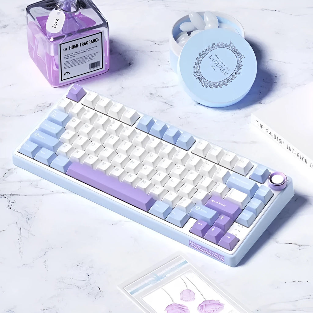 Wireless mechanical keyboard with RGB lighting and hot-swappable switches