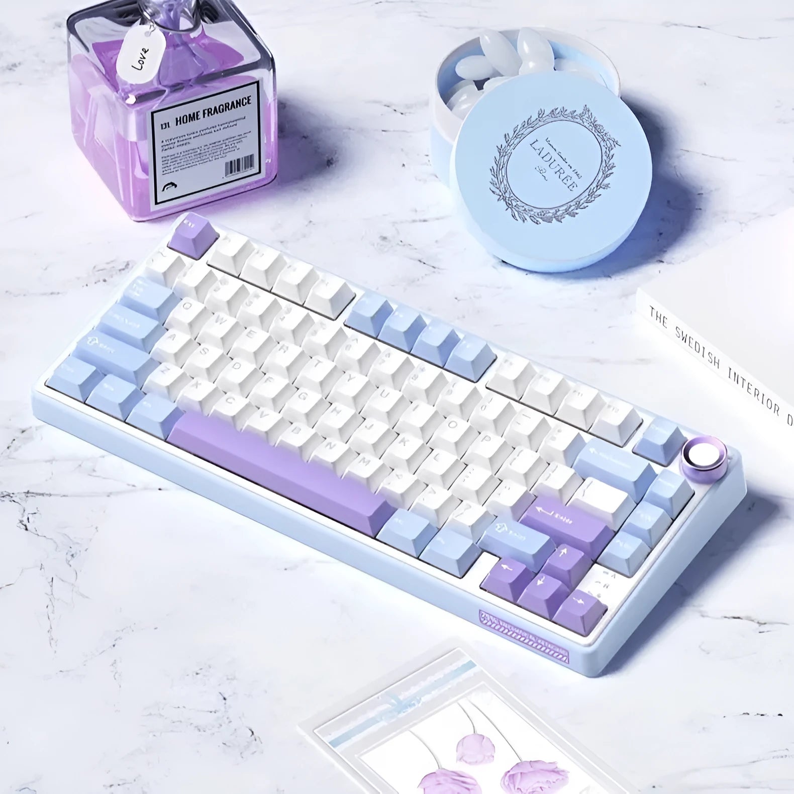 Wireless mechanical keyboard with RGB lighting and hot-swappable switches