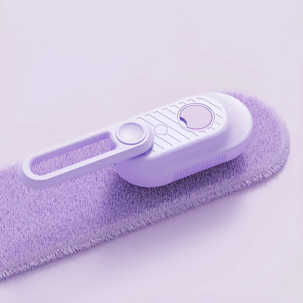 Dog grooming spray massage comb kit with wash-free essence bottle, shown in khaki colour.