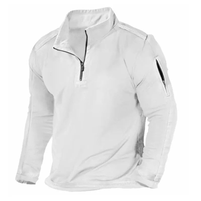 Men's zipped collar long-sleeved polyester sweater in multiple colour options