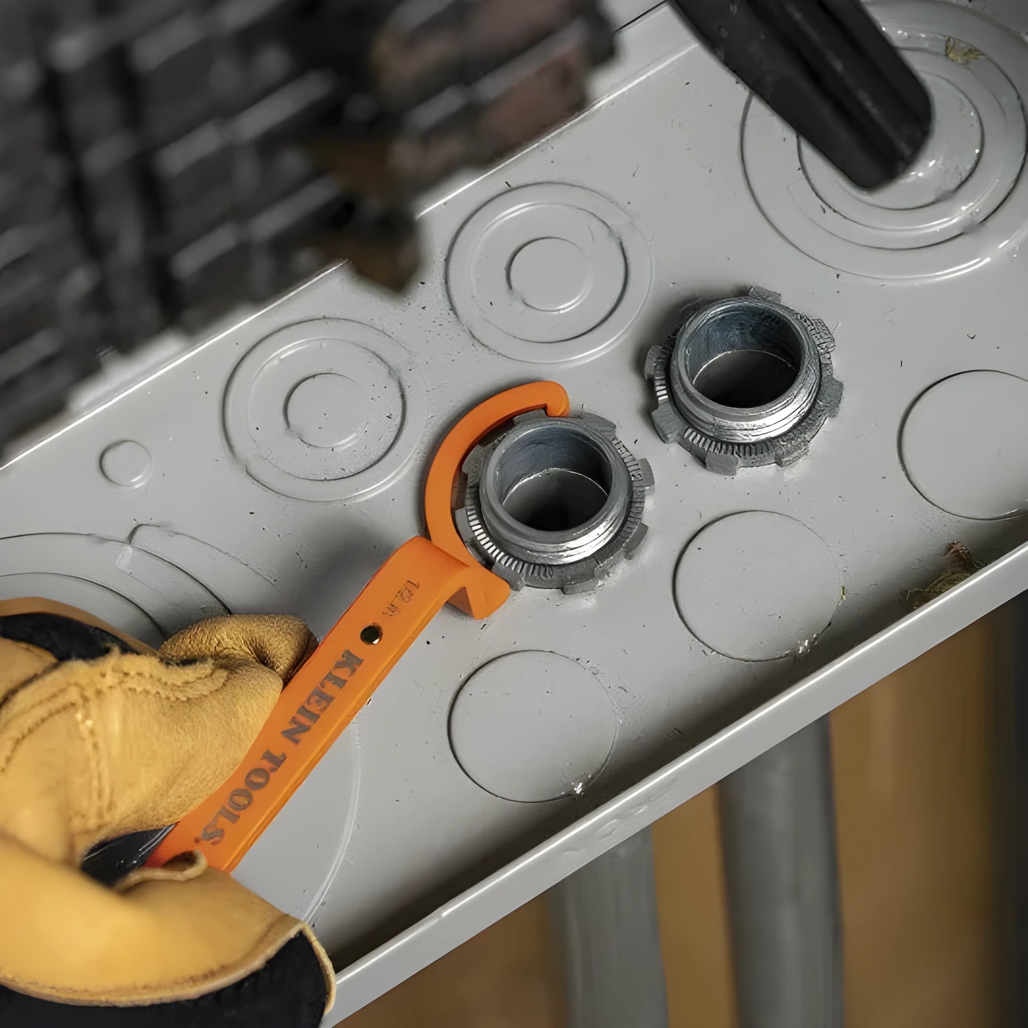 Crescent magnetic suction wrench set with orange, grey, and black adjustable spanners