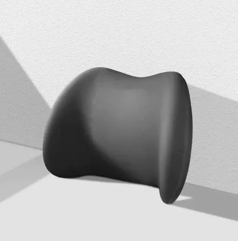 Black memory cotton car headrest and back cushion set for neck and waist support.