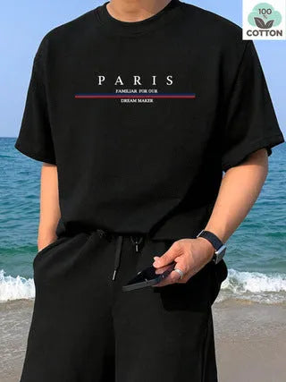 Men's loose fit cotton t-shirt with printed letter design in apricot colour.