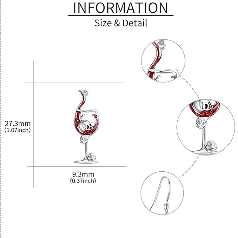 Halloween skull wine glass geometric earrings with zinc alloy electroplated finish