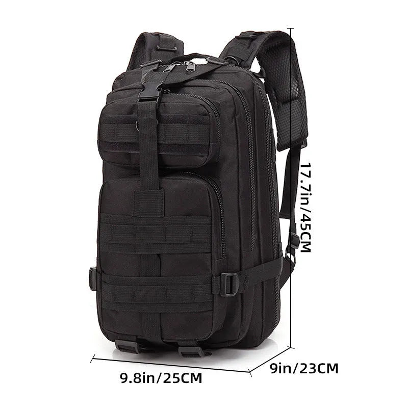 Large khaki hiking backpack with air pillow belt system shown for off-road use.