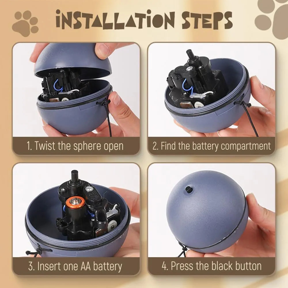 Interactive self-rolling cat ball toy in Blue Orange and Gray colours on a white background