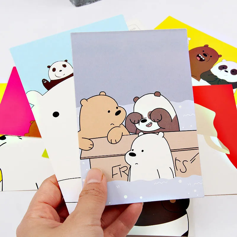 Set of nine Japanese style postcards showing various designs including ink painting and cat illustrations.