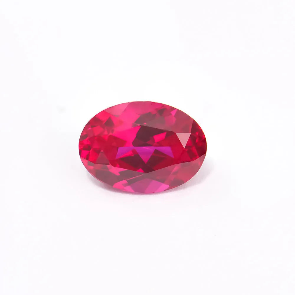 Lab-created ruby gemstone in egg, round, princess, water drop, grandmother, and Asche cuts.
