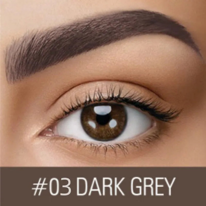 Waterproof brow cream tube in dark grey and golden yellow colours for eyebrow definition