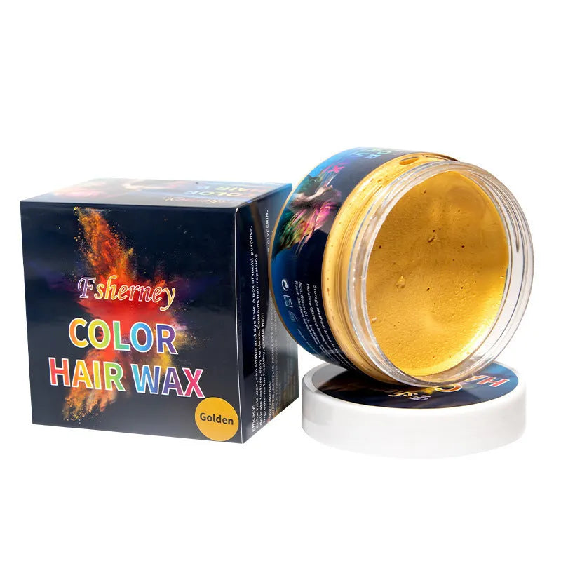 120g hair styling clay container showing colour options including blue, green, purple and rose red