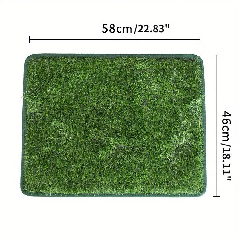 Artificial grass dog toilet training mat shown in three different sizes on a floor.