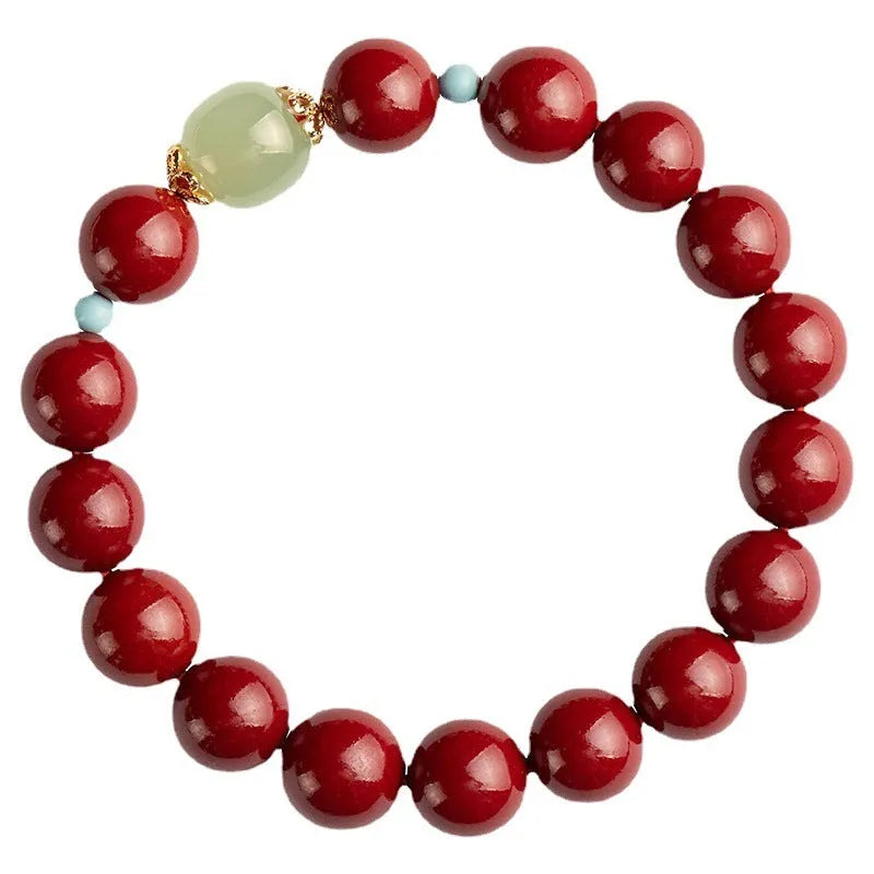 Purple Gold Sand cinnabar stone bracelet with geometric beads in 6mm, 8mm, or 10mm sizes.