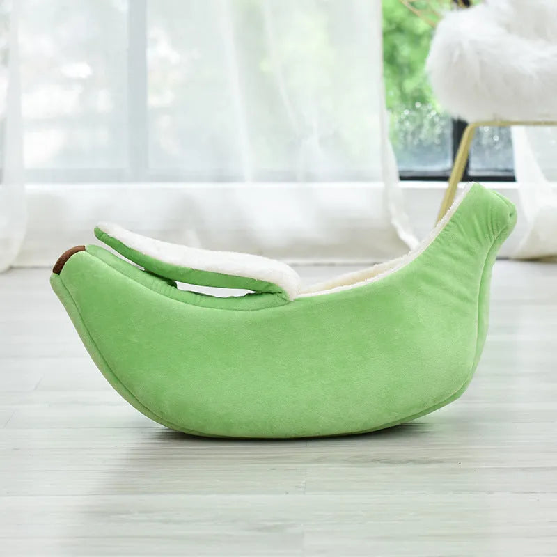 Removable washable round banana pet nest for cats and small dogs in yellow