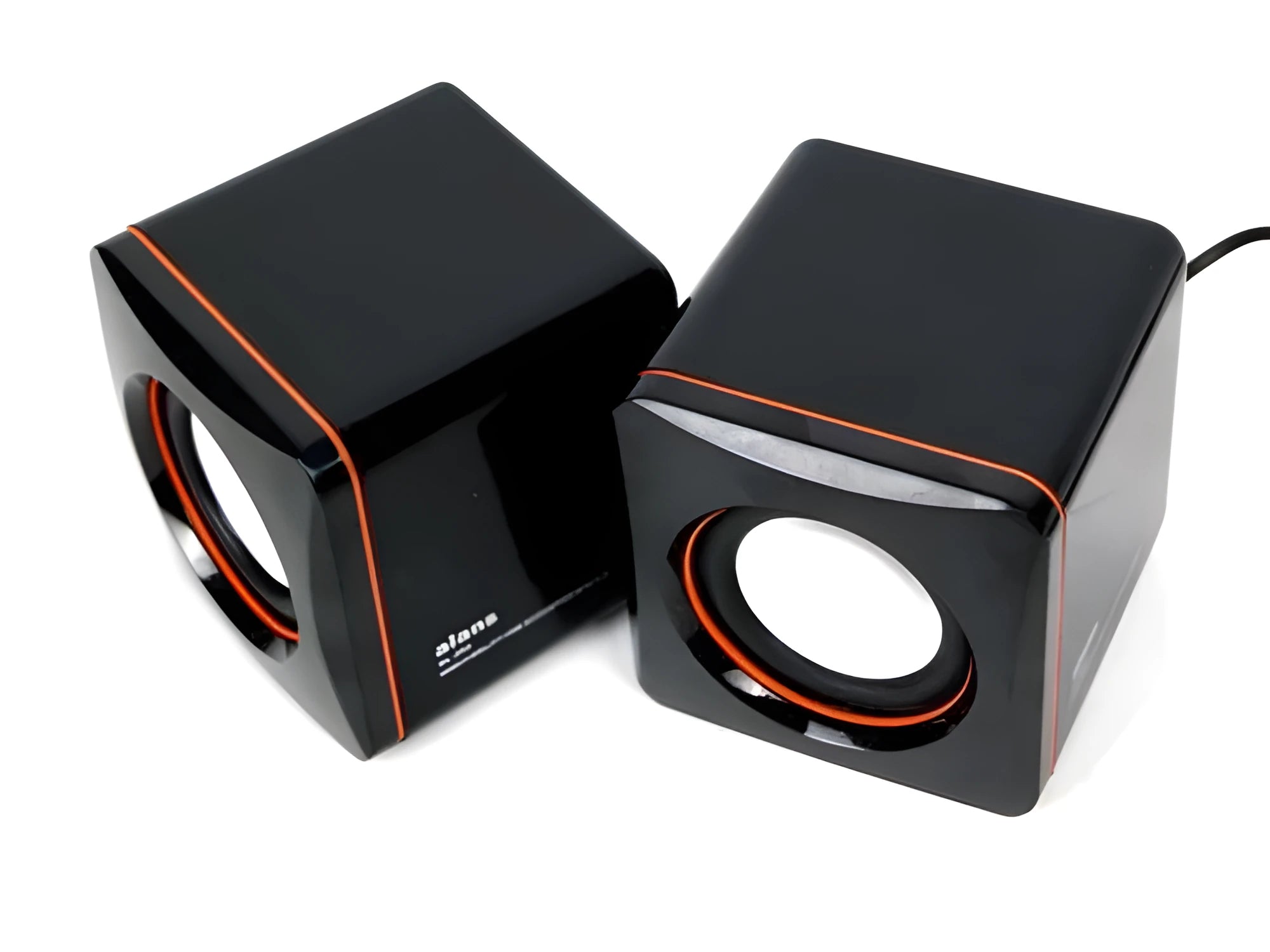 Black small square 2.0 USB-powered computer speaker for desktop audio enhancement