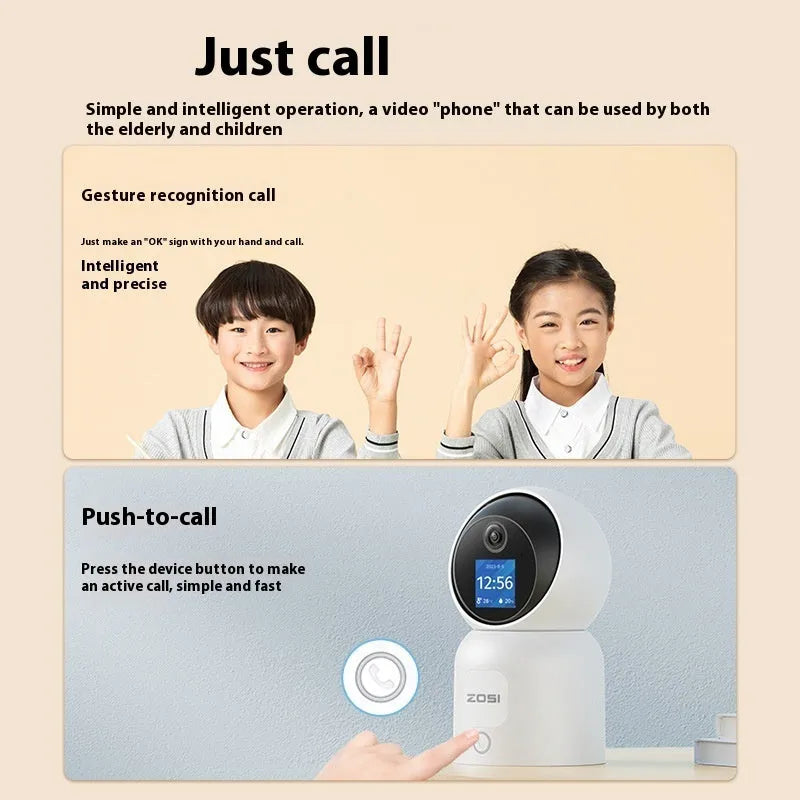 Zhou Shi wireless indoor security camera with 2.8-inch screen and screw-fixed bracket