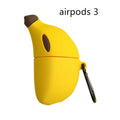 Yellow silicone protective case with banana design for AirPods Pro wireless headphones
