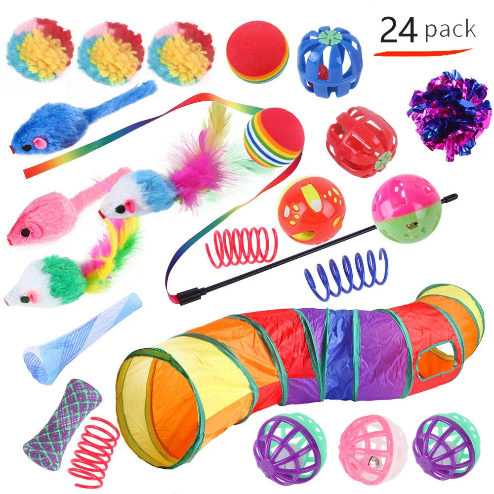 Plastic cat toy suit with tunnel channels in a selected colour from the B99801-B99855 range