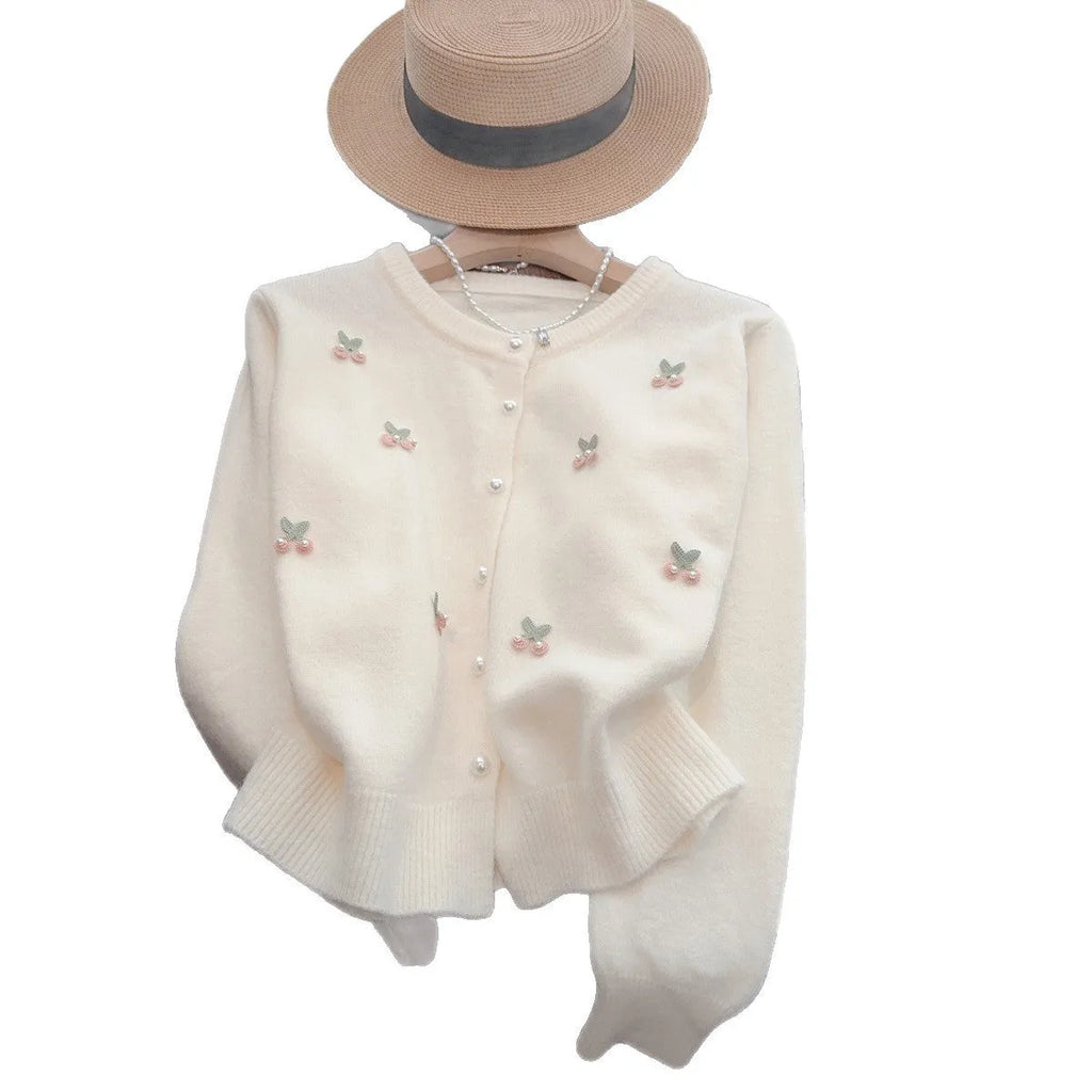 Cashmere cardigan sweater coat with beaded detailing in slim fit fresh style