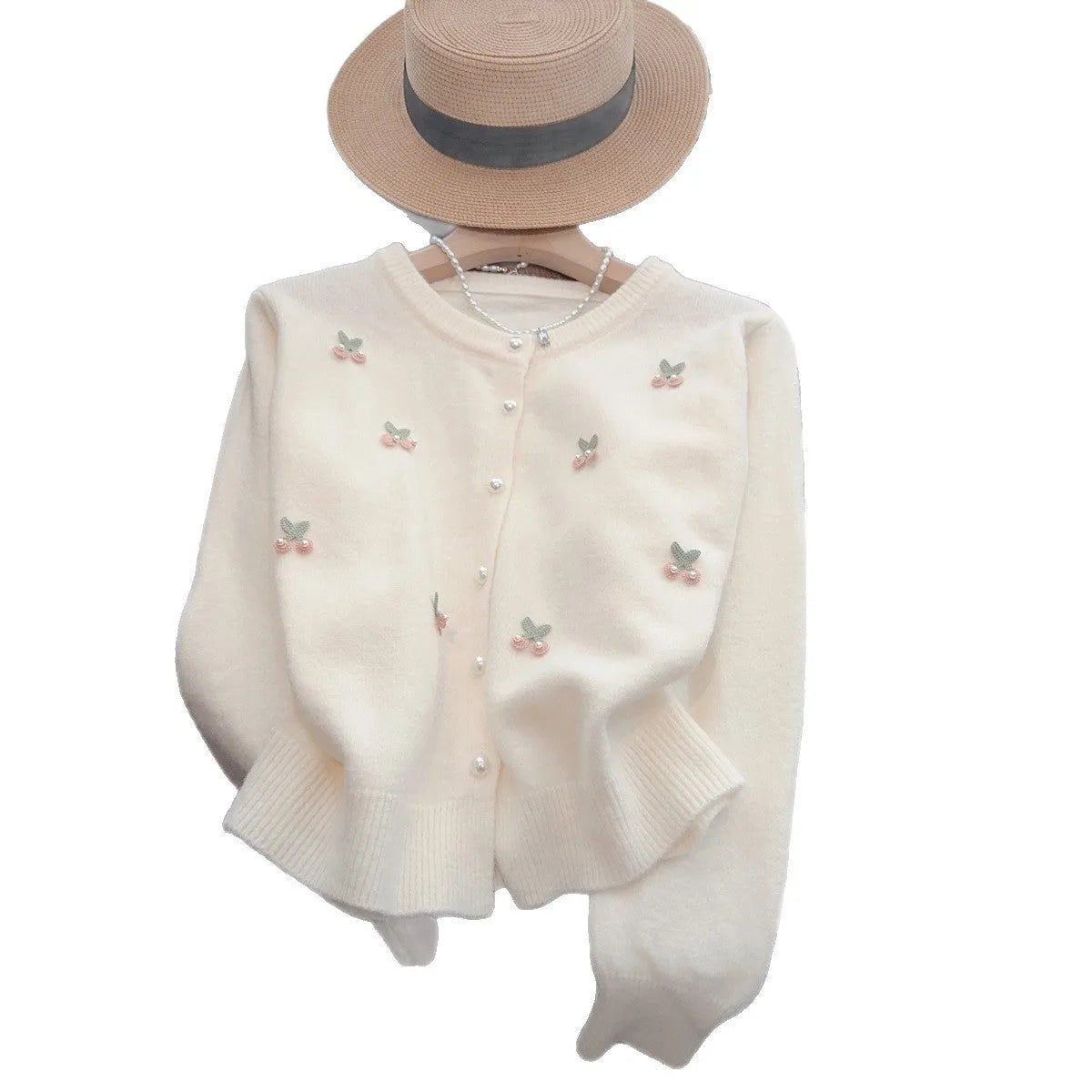 Cashmere cardigan sweater coat with beaded detailing in slim fit fresh style