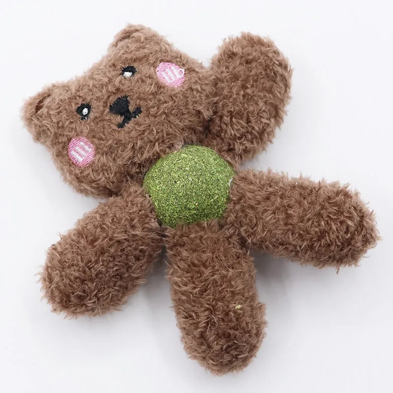Edible catnip ball chewing toy for cats in animal designs, 12.5cm tall with cat grass filling