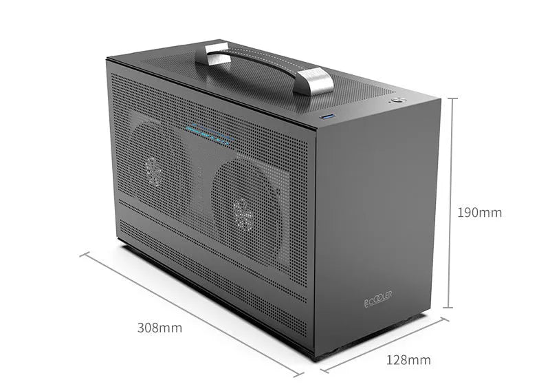 Hummingbird PRO compact ITX desktop PC chassis in titanium grey or white.