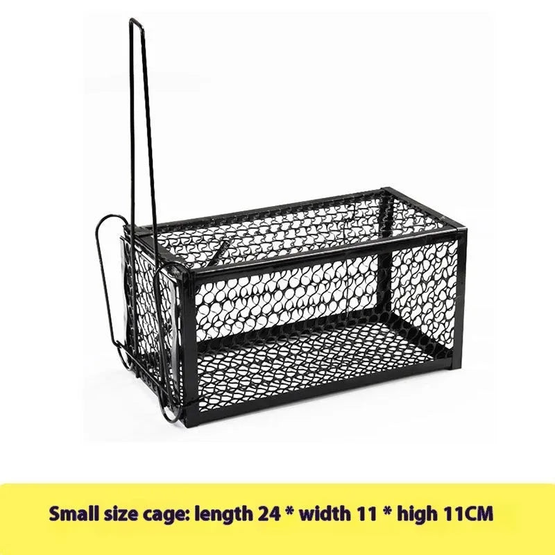 Automatic humane live-catch mouse trap in metal and plastic, shown in small, medium, and large sizes.