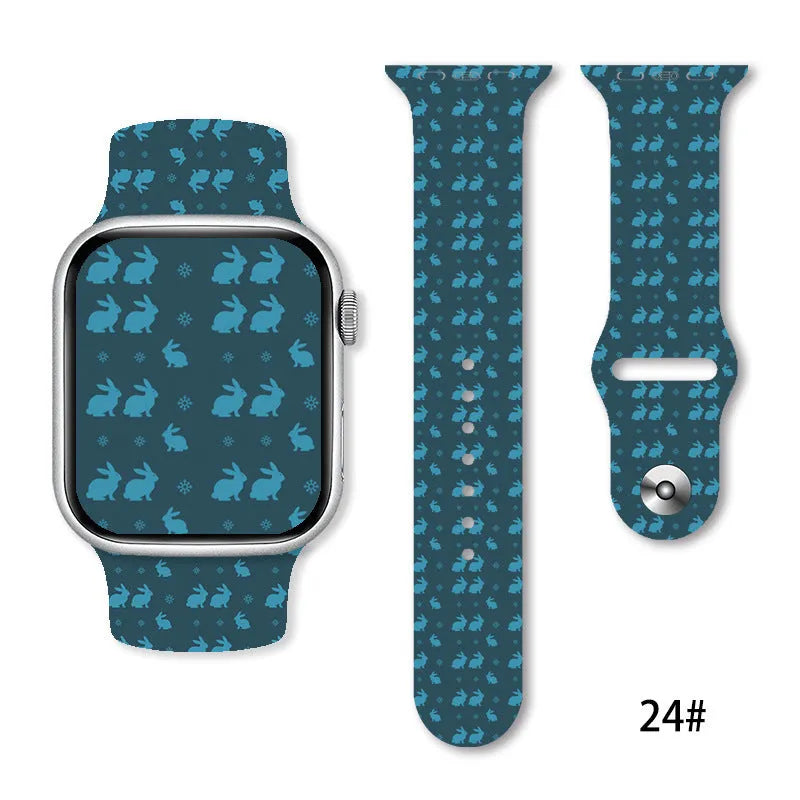 Christmas silicone watch strap in solid colour style 01, fitting 38-49mm watch cases with push-pin fitting