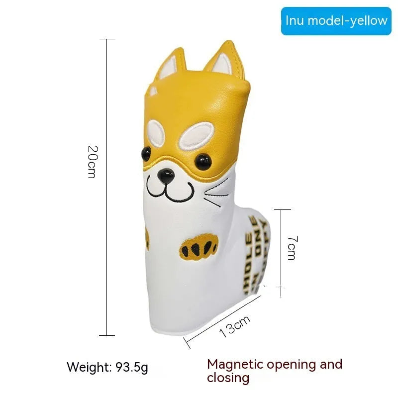 Colourful golf putter sleeve for straight bars with novelty designs and waterproof PU construction