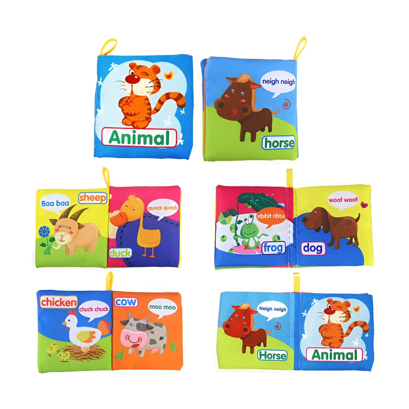 Baby early educational palm book with animal theme in OPP bag packaging for infants 0-2 years old