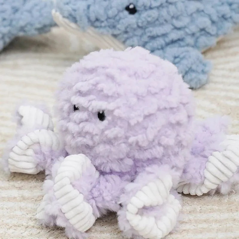 Plush caterpillar fabric squeaky dog toy in animal shapes for small and large dogs