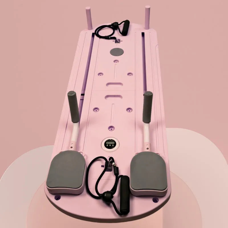 Multi-functional supine board wheel equipment in dark purple and pink for abdominal exercise