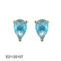 Gold-plated drop earrings with colourful zircon stones in pear shape