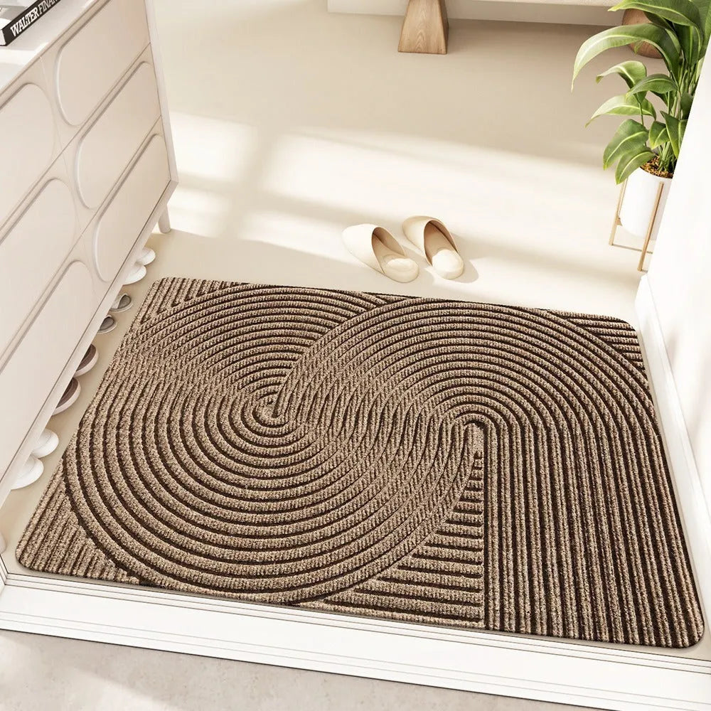Silk ring entrance floor mat with cartoon anime pattern in blue, alien shape, 60x90cm size