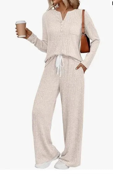 Knitted V-neck long coat with striped pattern in light grey colour showing lace-up details