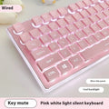 Mute mechanical keyboard with LED lighting and matching wired mouse in silver white blue colour combination