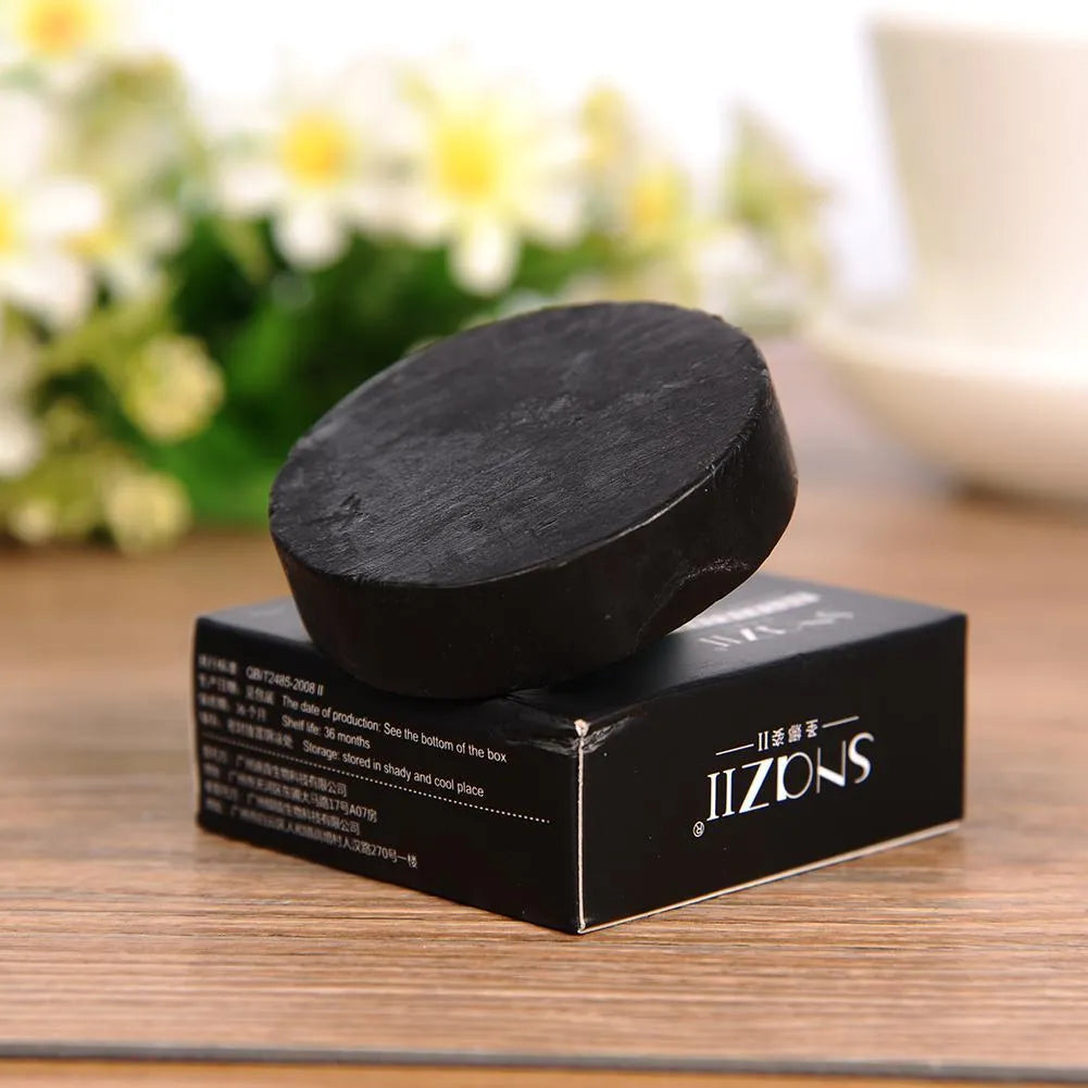 Black bamboo charcoal handmade soap bar with oil control and deep clean properties for general skin type