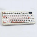 Dessert Cat MOG round sublimation key cap set for mechanical keyboards, shown in cartoon anime design.