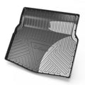 Black carbon fibre pattern TPE rubber boot liner mat for a car trunk.