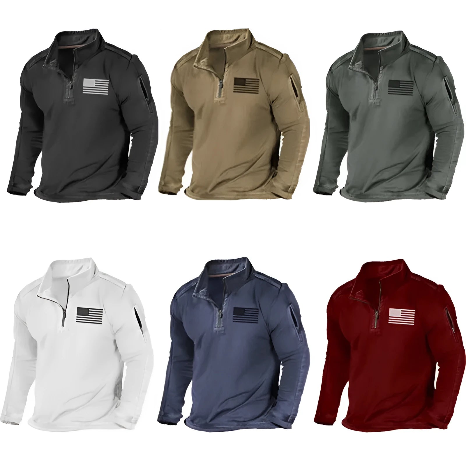 Men's zipped collar long-sleeved polyester sweater in multiple colour options